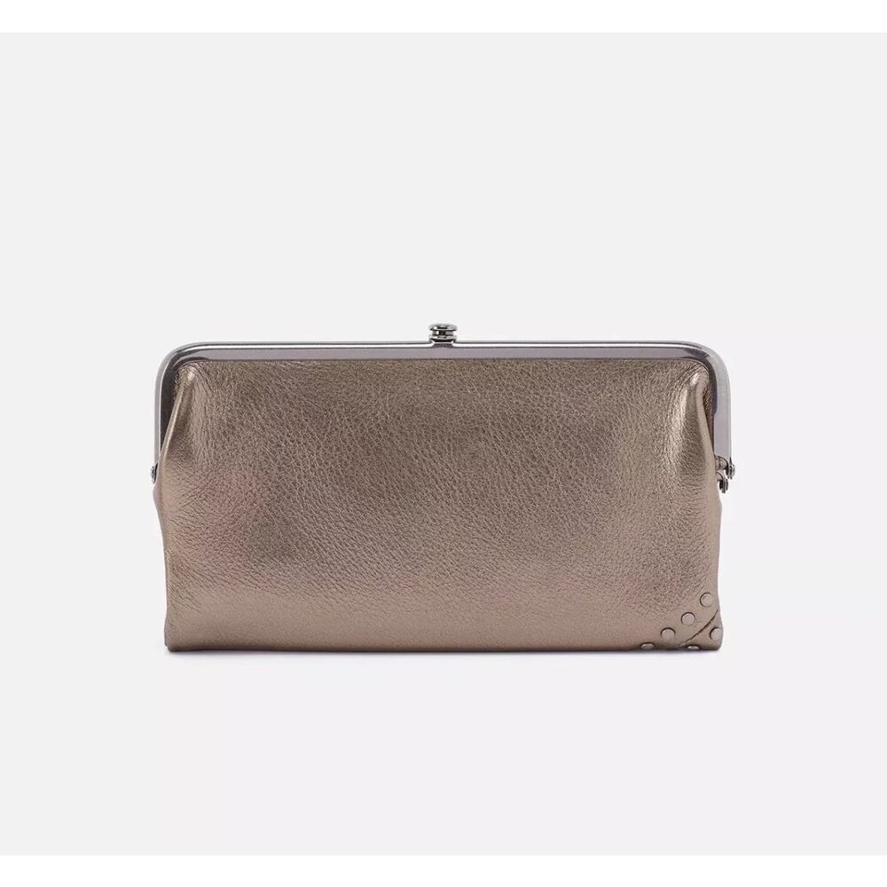 HOBO Lauren Metallic Genuine Leather Wallet Clutch Blue Interior
